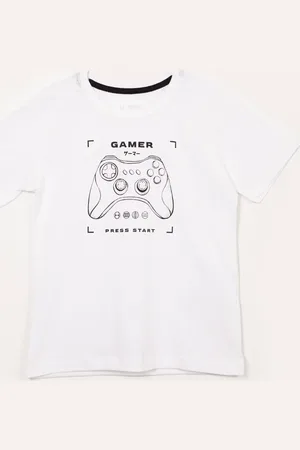 C&A Camiseta de algodão infantil gamer manga curta