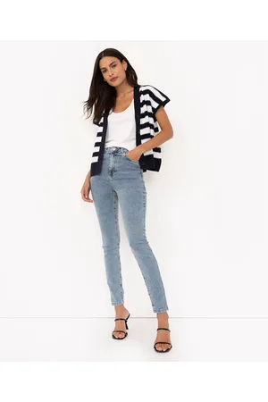 C&A Calça jeans skinny cintura super alta com bolsos escuro