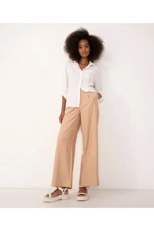 C&A Calça wide leg de viscose cintura alta