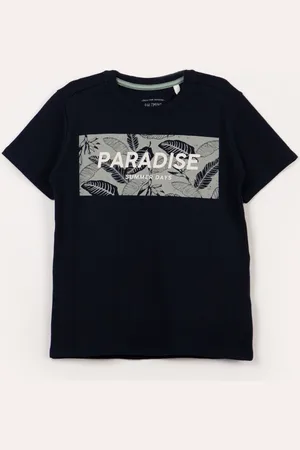 C&A Camiseta de algodão infantil texturizada paradise manga curta marinho