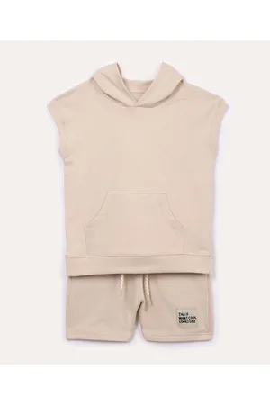 C&A Conjunto de moletinho infantil manga curta com capuz kaki