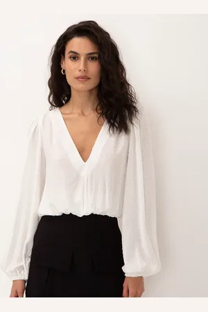 C&A Blusa cropped de viscose manga bufante