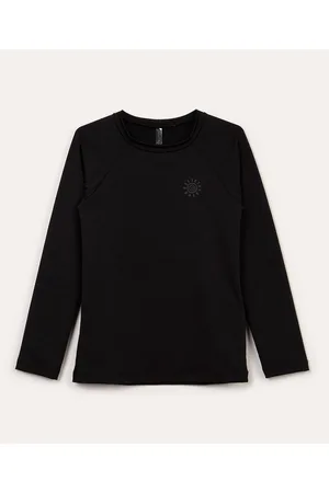 C&A Camiseta de praia infantil manga longa proteção uv preta