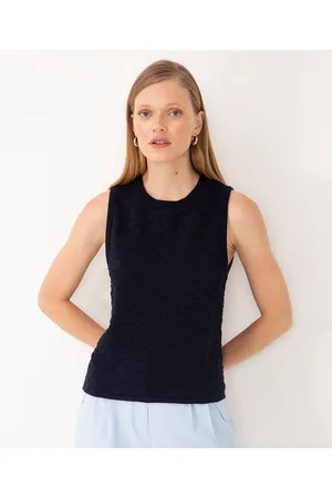 C&A Regata de tricot com textura decote redondo marinho