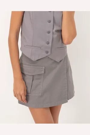 C&A Short saia de sarja transpassado cintura super alta claro