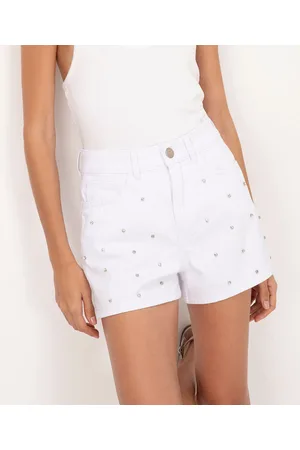 C&A Short de sarja com strass cintura alta