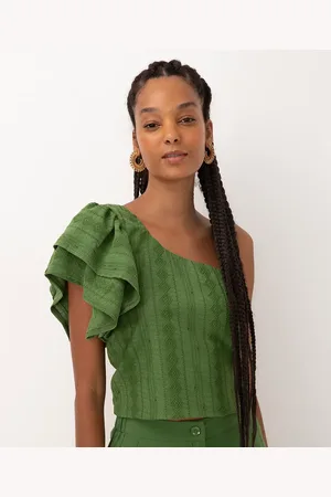 C&A Blusa de laise ombro único com babado