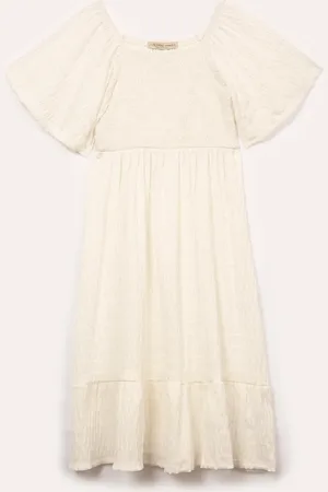 C&A Vestido infantil texturizado com brilho manga curta