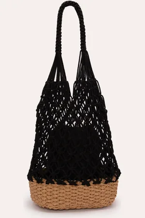 C&A Bolsa bucket com crochê e cestaria