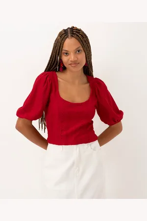 C&A Blusa texturizada manga curta bufante