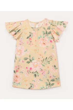 C&A Vestido infantil floral manga bufante