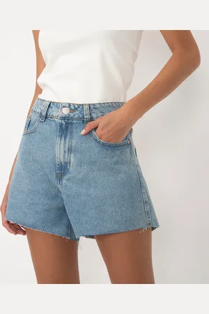 C&A Short jeans cintura média barra fio claro