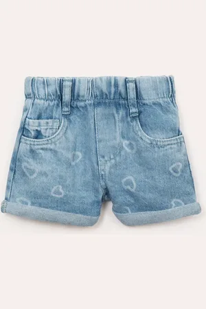 C&A Short jeans infantil coração cós elástico