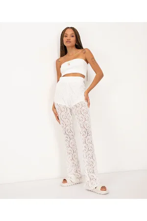 C&A Calça de renda vazada cintura alta