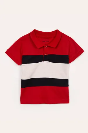 C&A Polo de algodão infantil com listras manga curta