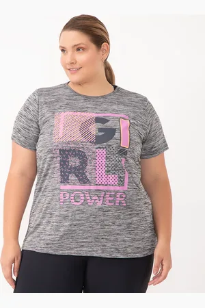 C&A Camiseta girl power esportiva ace plus size cinza