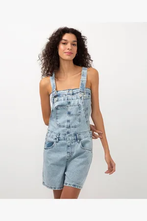 C&A Jardineira jeans com bolsos azul