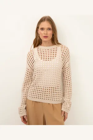 C&A Suéter de tricot vazado manga longa bege