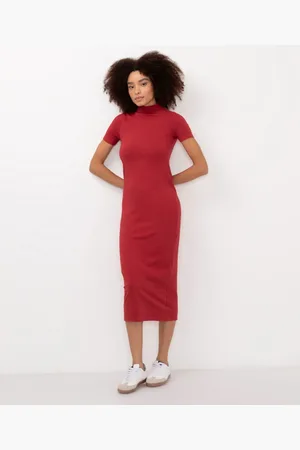 C&A Vestido midi de algodão vinho