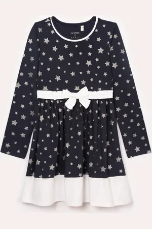 C&A Vestido de algodão infantil estrelas com brilho