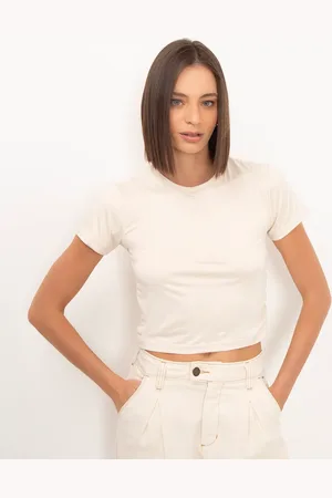 C&A Cropped de suede franzido