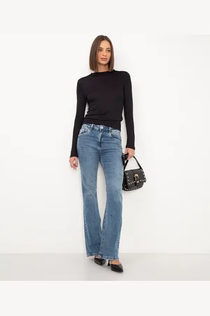 C&A Calça jeans flare cintura alta azul