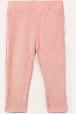 C&A Calça legging de veludo infantil rosa