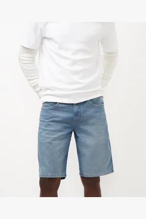 C&A Bermuda jeans reta com bolsos azul