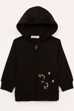 C&A Blusão infantil de moletom com capuz gatinha