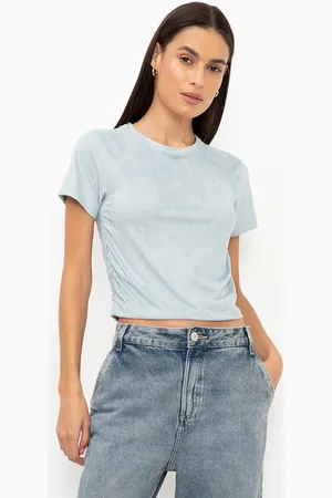 C&A Cropped de suede franzido