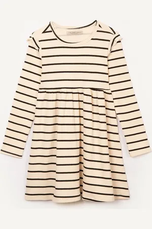 C&A Vestido infantil canelado manga longa listrado