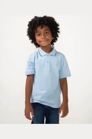 C&A Polo de algodão piquet infantil manga curta com bordado claro