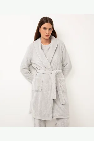C&A Roupão de fleece com bolsos texturizado cinza