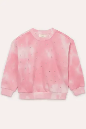 C&A Blusão de moletom infantil tie dye com brilho rosa