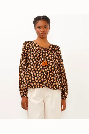 C&A Blusa bata de viscose manga longa animal print