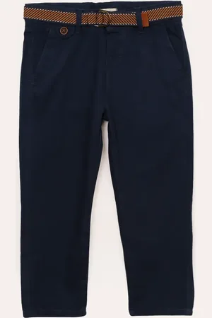 C&A Calça de sarja infantil com cinto azul