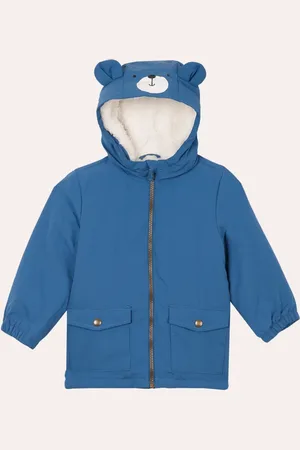 C&A Jaqueta infantil com pelúcia e orelhas azul