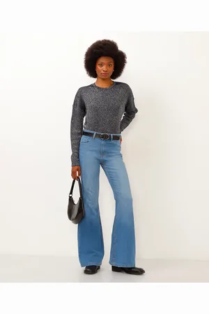 C&A Calça jeans flare cintura média azul