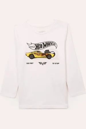 C&A Camiseta de algodão infantil hot wheels branca