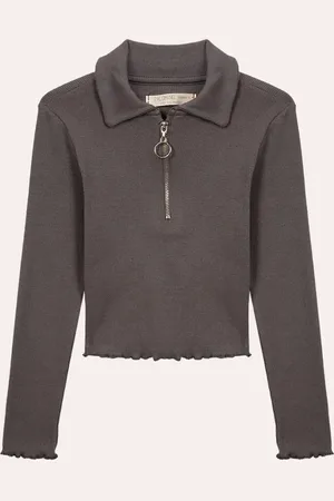C&A Blusa de algodão infantil fru fru cinza