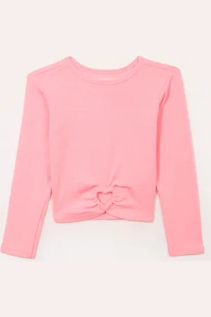 C&A Blusa de algodão infantil com brilho rosa