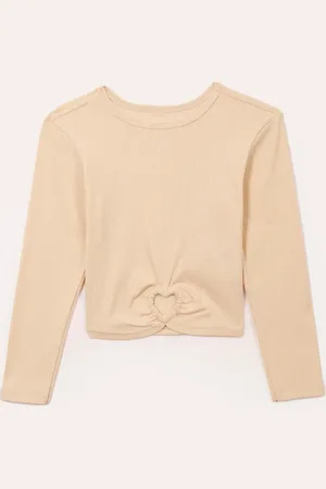 C&A Blusa de algodão infantil com brilho bege