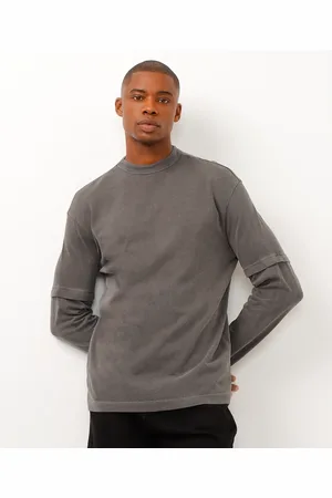 C&A Camiseta de algodão estonada sobreposição cinza