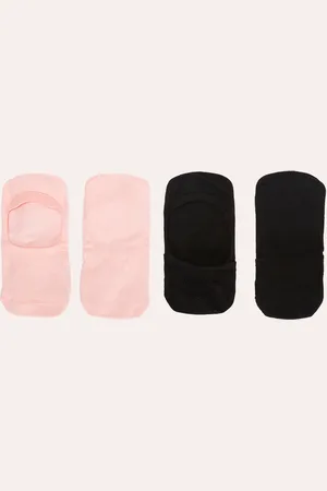 C&A Kit de 2 pares de meias invisíveis lisas colorida