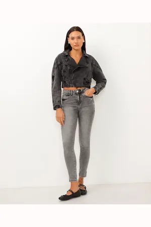 C&A Calça jeans new skinny cintura alta cinza