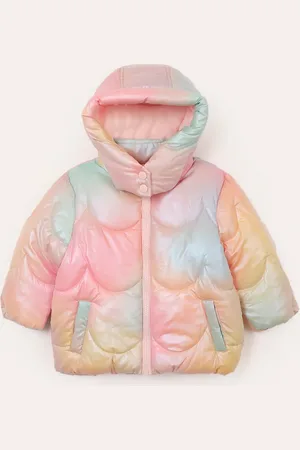 C&A Jaqueta puffer infantil com capuz colorido