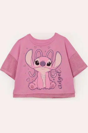 C&A Cropped de algodão infantil angel rosa