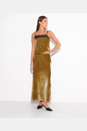 C&A Saia midi de veludo mindset verde