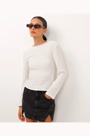 C&A Blusa manga longa texturizada com frufru