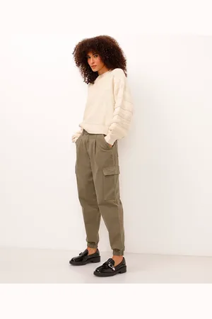 C&A Calça jogger de sarja com bolsos cargo verde